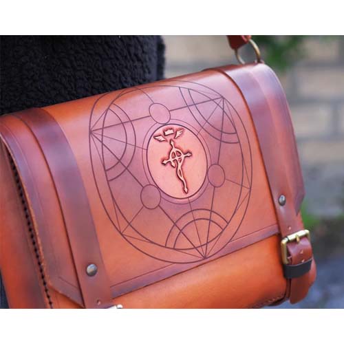 Leather Alchemist Bag. Great Fullmetal Alchemist merch for the studius Alchemist.